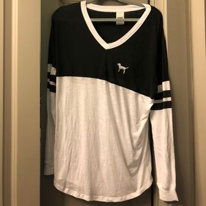 VS Pink Black and White Long Sleeve Top- Size S